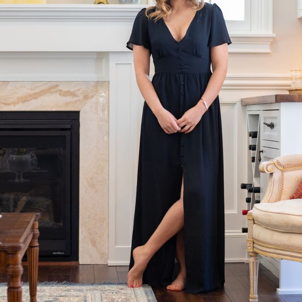 Black Short Sleeve Maxi Dress